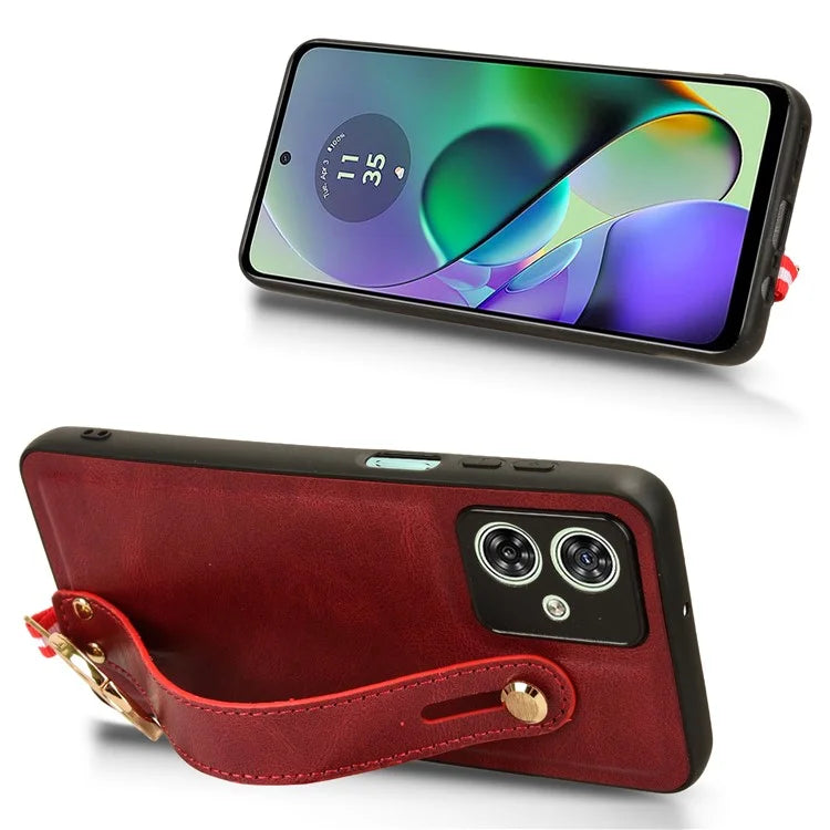 For Motorola Moto G54 5G Phone Case Wristband Kickstand Drop-proof Cover with Bottle Opener Ring