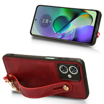 For Motorola Moto G54 5G Phone Case Wristband Kickstand Drop-proof Cover with Bottle Opener Ring