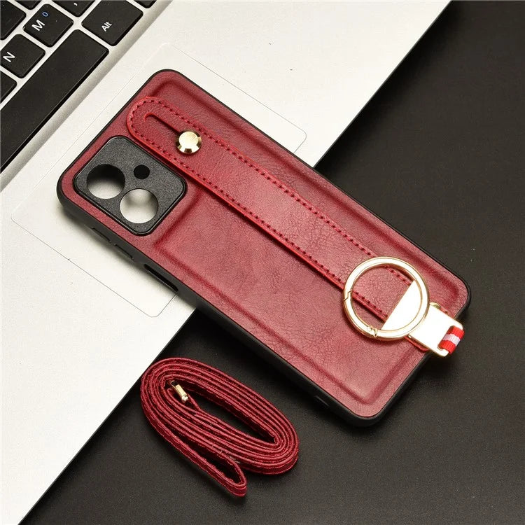 For Motorola Moto G54 5G Phone Case Wristband Kickstand Drop-proof Cover with Bottle Opener Ring