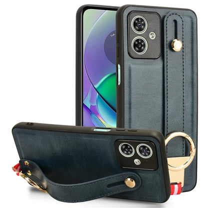 For Motorola Moto G54 5G Phone Case Wristband Kickstand Drop-proof Cover with Bottle Opener Ring