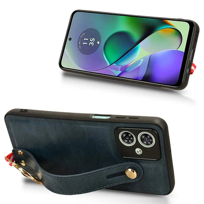 For Motorola Moto G54 5G Phone Case Wristband Kickstand Drop-proof Cover with Bottle Opener Ring