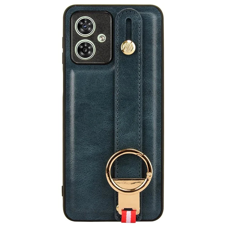 For Motorola Moto G54 5G Phone Case Wristband Kickstand Drop-proof Cover with Bottle Opener Ring