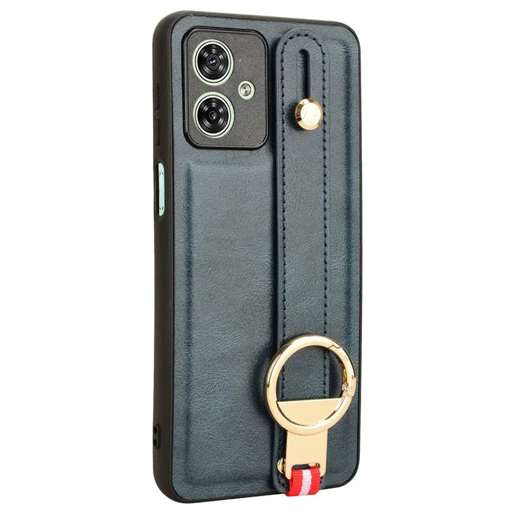 For Motorola Moto G54 5G Phone Case Wristband Kickstand Drop-proof Cover with Bottle Opener Ring