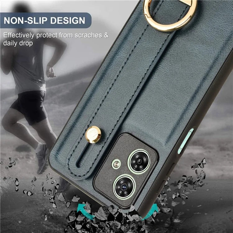 For Motorola Moto G54 5G Phone Case Wristband Kickstand Drop-proof Cover with Bottle Opener Ring