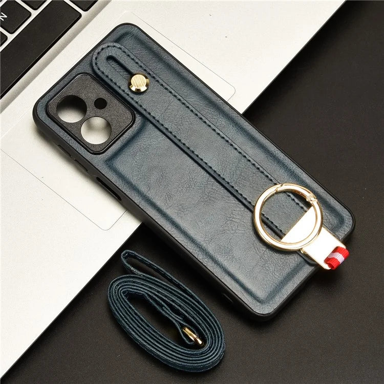 For Motorola Moto G54 5G Phone Case Wristband Kickstand Drop-proof Cover with Bottle Opener Ring