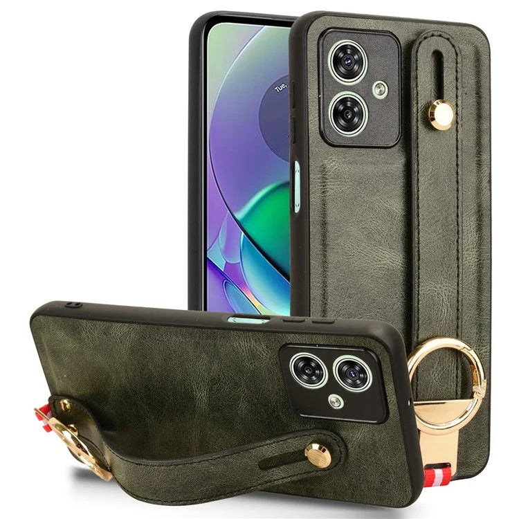 For Motorola Moto G54 5G Phone Case Wristband Kickstand Drop-proof Cover with Bottle Opener Ring