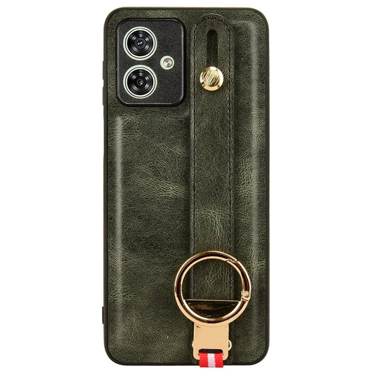 For Motorola Moto G54 5G Phone Case Wristband Kickstand Drop-proof Cover with Bottle Opener Ring