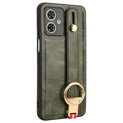 For Motorola Moto G54 5G Phone Case Wristband Kickstand Drop-proof Cover with Bottle Opener Ring