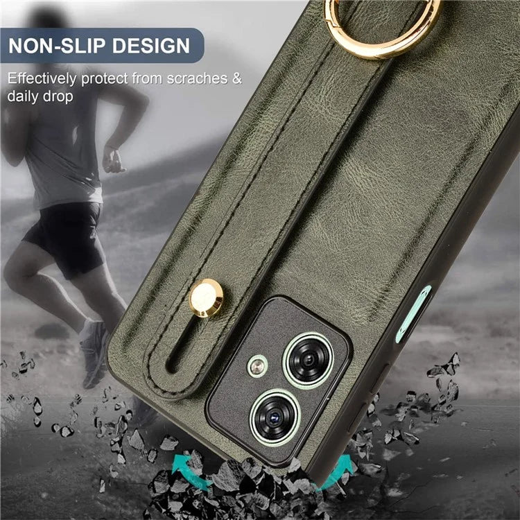 For Motorola Moto G54 5G Phone Case Wristband Kickstand Drop-proof Cover with Bottle Opener Ring