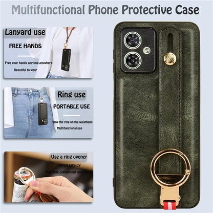 For Motorola Moto G54 5G Phone Case Wristband Kickstand Drop-proof Cover with Bottle Opener Ring