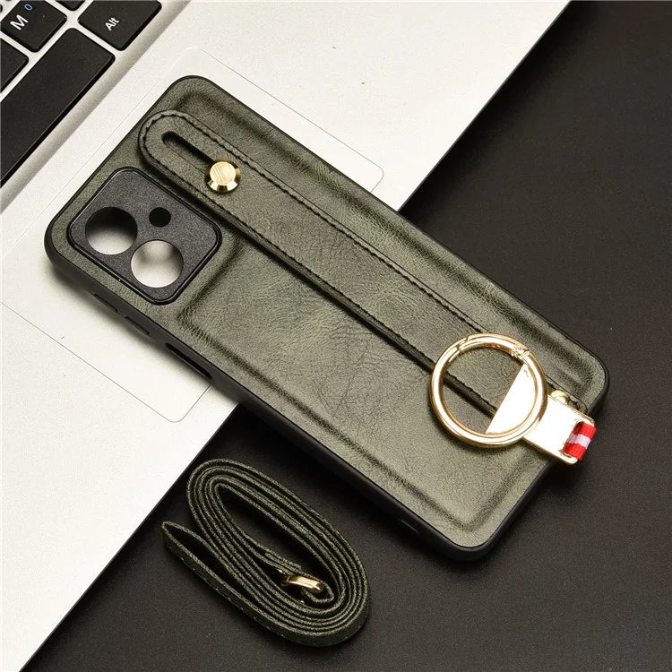 For Motorola Moto G54 5G Phone Case Wristband Kickstand Drop-proof Cover with Bottle Opener Ring