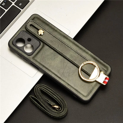 For Motorola Moto G54 5G Phone Case Wristband Kickstand Drop-proof Cover with Bottle Opener Ring