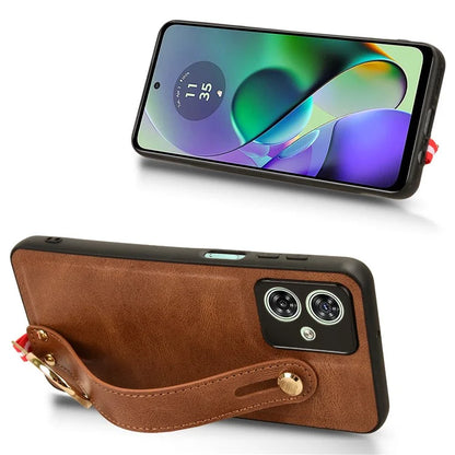 For Motorola Moto G54 5G Phone Case Wristband Kickstand Drop-proof Cover with Bottle Opener Ring