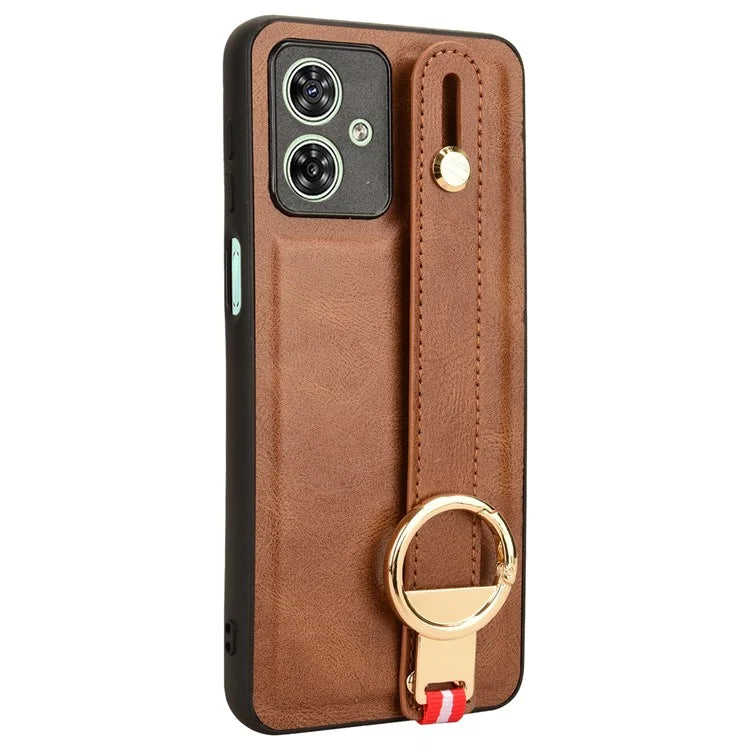 For Motorola Moto G54 5G Phone Case Wristband Kickstand Drop-proof Cover with Bottle Opener Ring