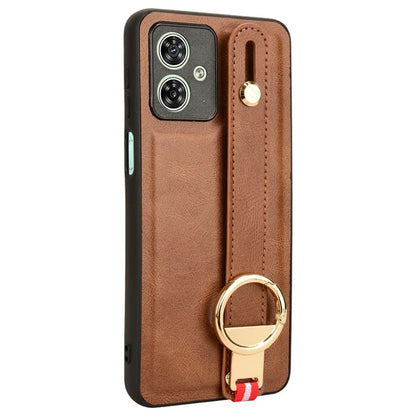 For Motorola Moto G54 5G Phone Case Wristband Kickstand Drop-proof Cover with Bottle Opener Ring