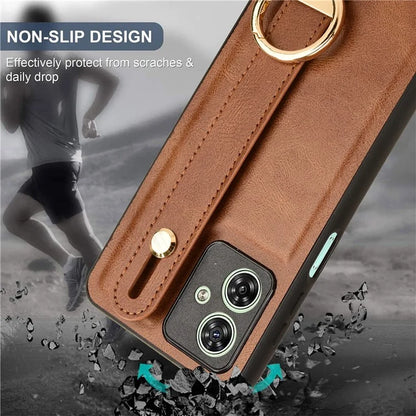 For Motorola Moto G54 5G Phone Case Wristband Kickstand Drop-proof Cover with Bottle Opener Ring