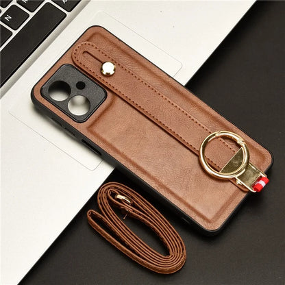 For Motorola Moto G54 5G Phone Case Wristband Kickstand Drop-proof Cover with Bottle Opener Ring