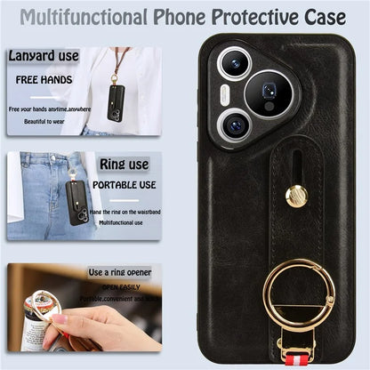 For Huawei Pura 70 Wristband Kickstand Case Fall Proof Phone Cover with Bottle Opener Ring