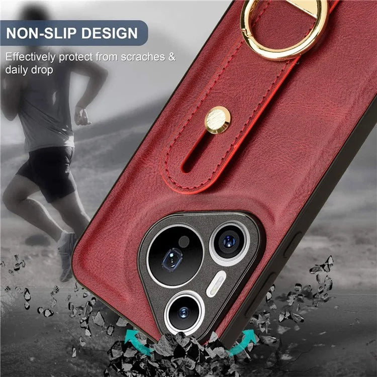 For Huawei Pura 70 Wristband Kickstand Case Fall Proof Phone Cover with Bottle Opener Ring