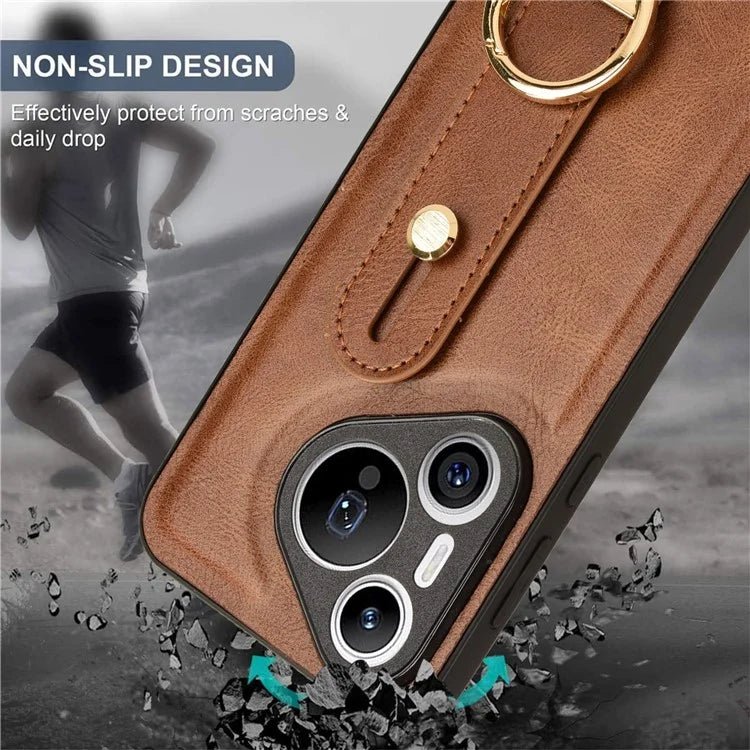 For Huawei Pura 70 Wristband Kickstand Case Fall Proof Phone Cover with Bottle Opener Ring