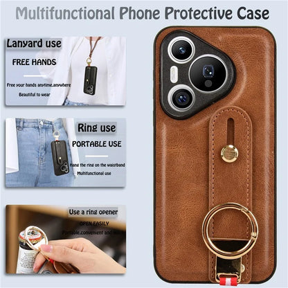 For Huawei Pura 70 Wristband Kickstand Case Fall Proof Phone Cover with Bottle Opener Ring