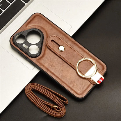 For Huawei Pura 70 Wristband Kickstand Case Fall Proof Phone Cover with Bottle Opener Ring