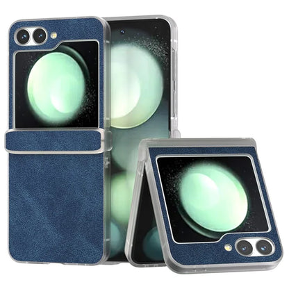 For Samsung Galaxy Z Flip 5G Shockproof Case PU Leather+PC Matte Edge Phone Shell