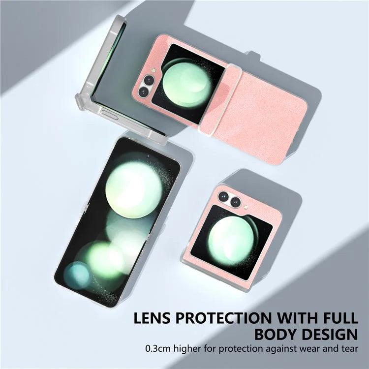 For Samsung Galaxy Z Flip 5G Shockproof Case PU Leather+PC Matte Edge Phone Shell