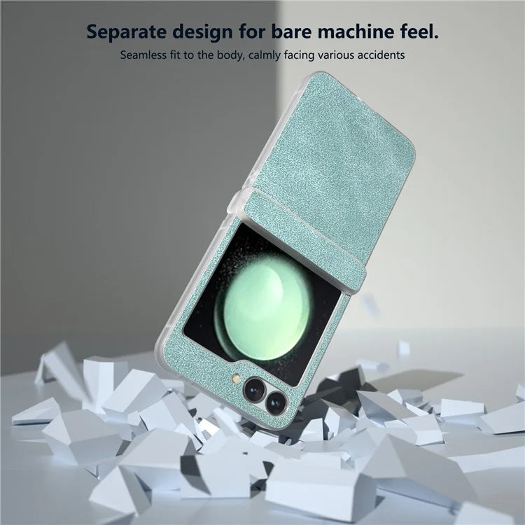 For Samsung Galaxy Z Flip 5G Shockproof Case PU Leather+PC Matte Edge Phone Shell