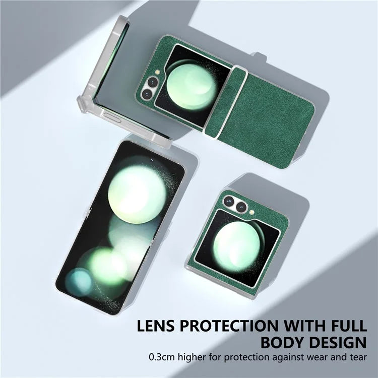 For Samsung Galaxy Z Flip 5G Shockproof Case PU Leather+PC Matte Edge Phone Shell