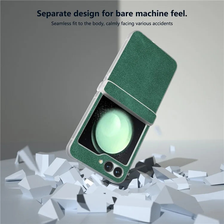 For Samsung Galaxy Z Flip 5G Shockproof Case PU Leather+PC Matte Edge Phone Shell