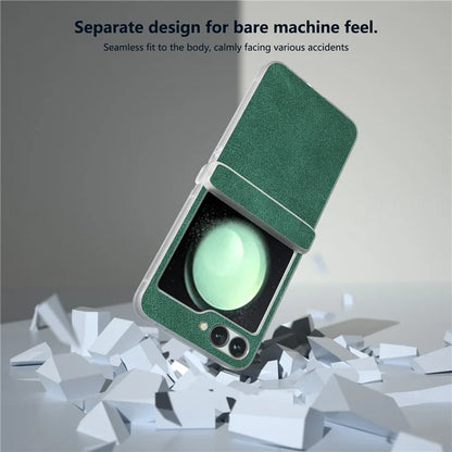 For Samsung Galaxy Z Flip 5G Shockproof Case PU Leather+PC Matte Edge Phone Shell