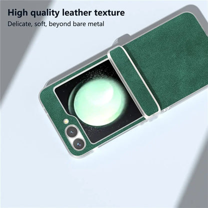 For Samsung Galaxy Z Flip 5G Shockproof Case PU Leather+PC Matte Edge Phone Shell