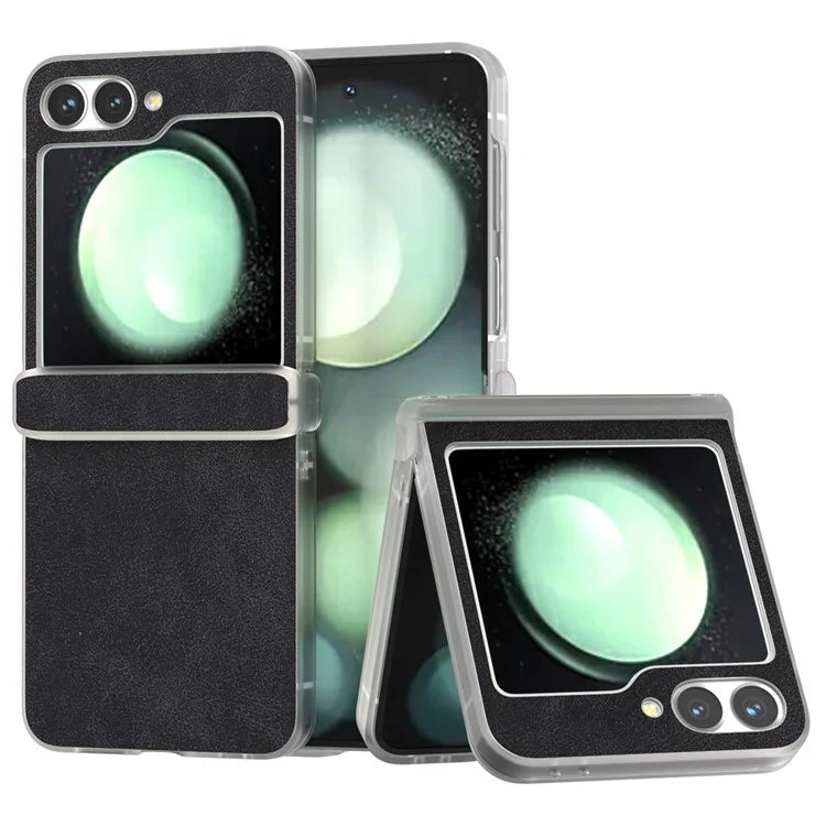 For Samsung Galaxy Z Flip 5G Shockproof Case PU Leather+PC Matte Edge Phone Shell