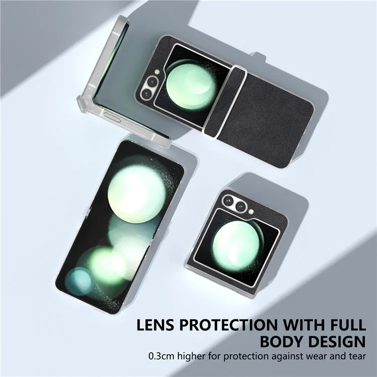 For Samsung Galaxy Z Flip 5G Shockproof Case PU Leather+PC Matte Edge Phone Shell