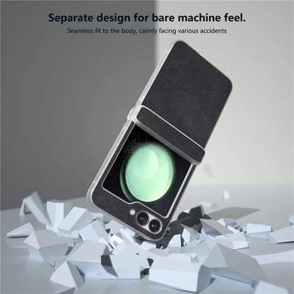 For Samsung Galaxy Z Flip 5G Shockproof Case PU Leather+PC Matte Edge Phone Shell