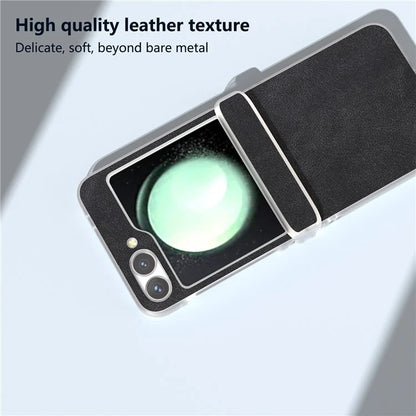 For Samsung Galaxy Z Flip 5G Shockproof Case PU Leather+PC Matte Edge Phone Shell