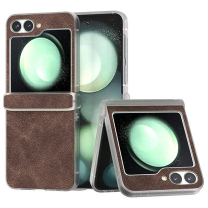 For Samsung Galaxy Z Flip 5G Shockproof Case PU Leather+PC Matte Edge Phone Shell