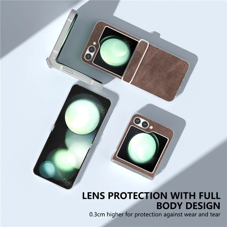 For Samsung Galaxy Z Flip 5G Shockproof Case PU Leather+PC Matte Edge Phone Shell