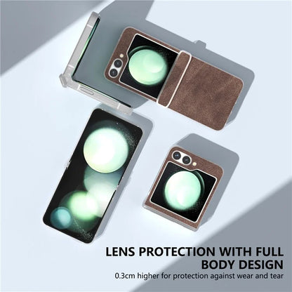 For Samsung Galaxy Z Flip 5G Shockproof Case PU Leather+PC Matte Edge Phone Shell