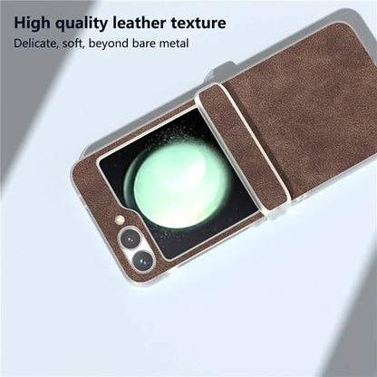 For Samsung Galaxy Z Flip 5G Shockproof Case PU Leather+PC Matte Edge Phone Shell