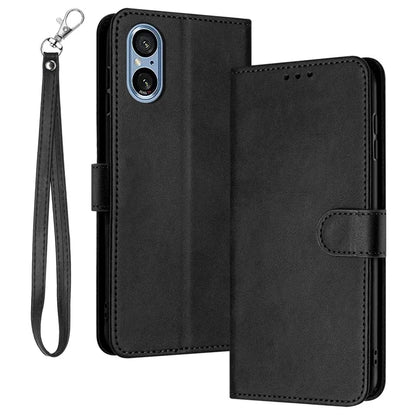 For Sony Xperia 5 V Cover PU Leather Flip Stand Wallet Cell Phone Case with Strap