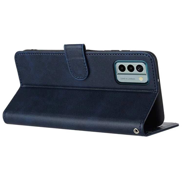 For Nokia C300 PU Leather Fall Resistant Flip Case Calf Texture Phone Cover with Strap