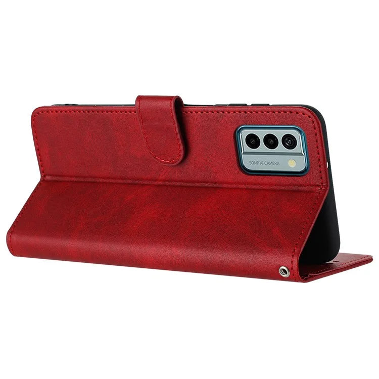 For Nokia C300 PU Leather Fall Resistant Flip Case Calf Texture Phone Cover with Strap
