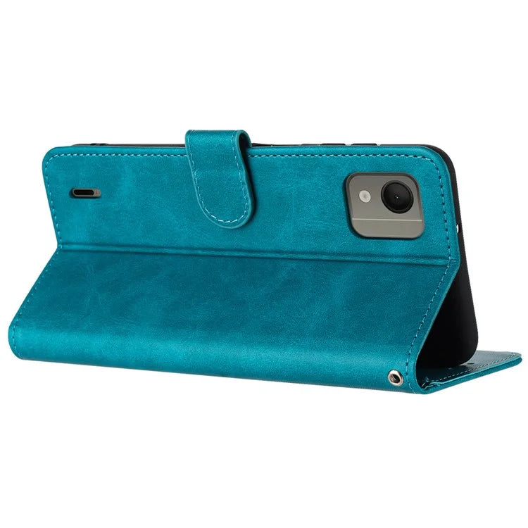 For Nokia C110 Case Leather Drop Protection Wallet Stand Cover with Strap