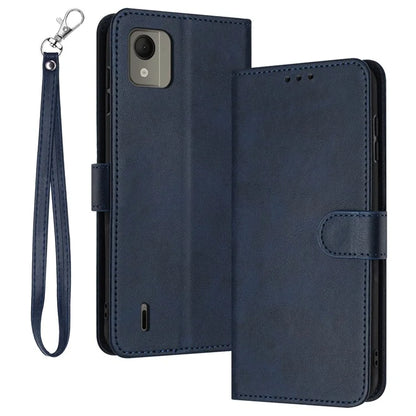 For Nokia C110 Case Leather Drop Protection Wallet Stand Cover with Strap