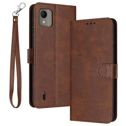 For Nokia C110 Case Leather Drop Protection Wallet Stand Cover with Strap