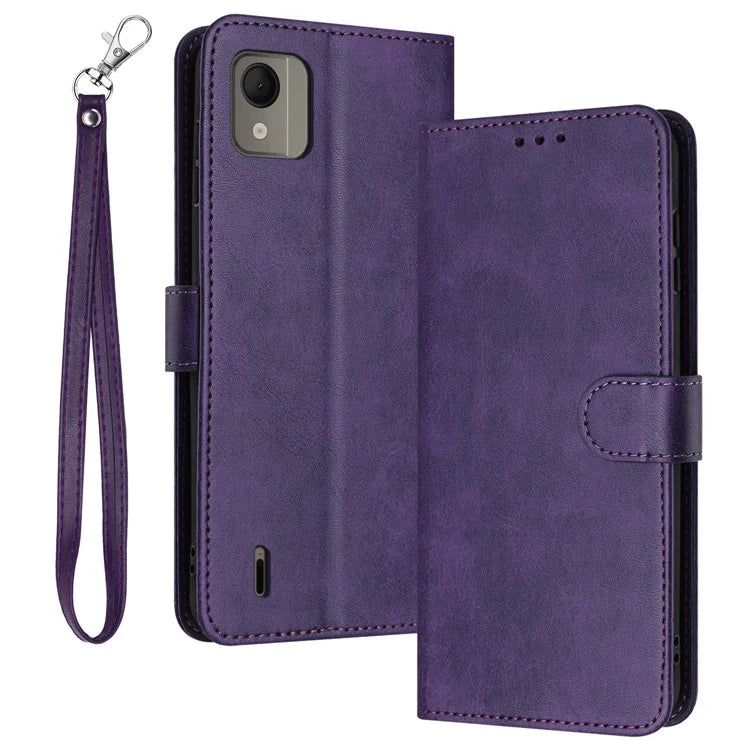 For Nokia C110 Case Leather Drop Protection Wallet Stand Cover with Strap