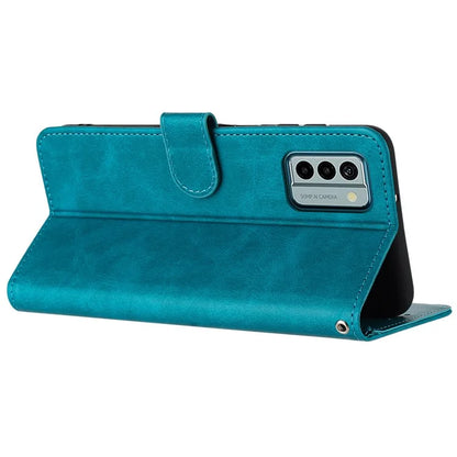 For Nokia G22 Cell Phone Cover Calf Texture PU Leather + TPU Case with Wrist Strap