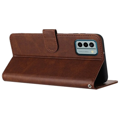 For Nokia G22 Cell Phone Cover Calf Texture PU Leather + TPU Case with Wrist Strap